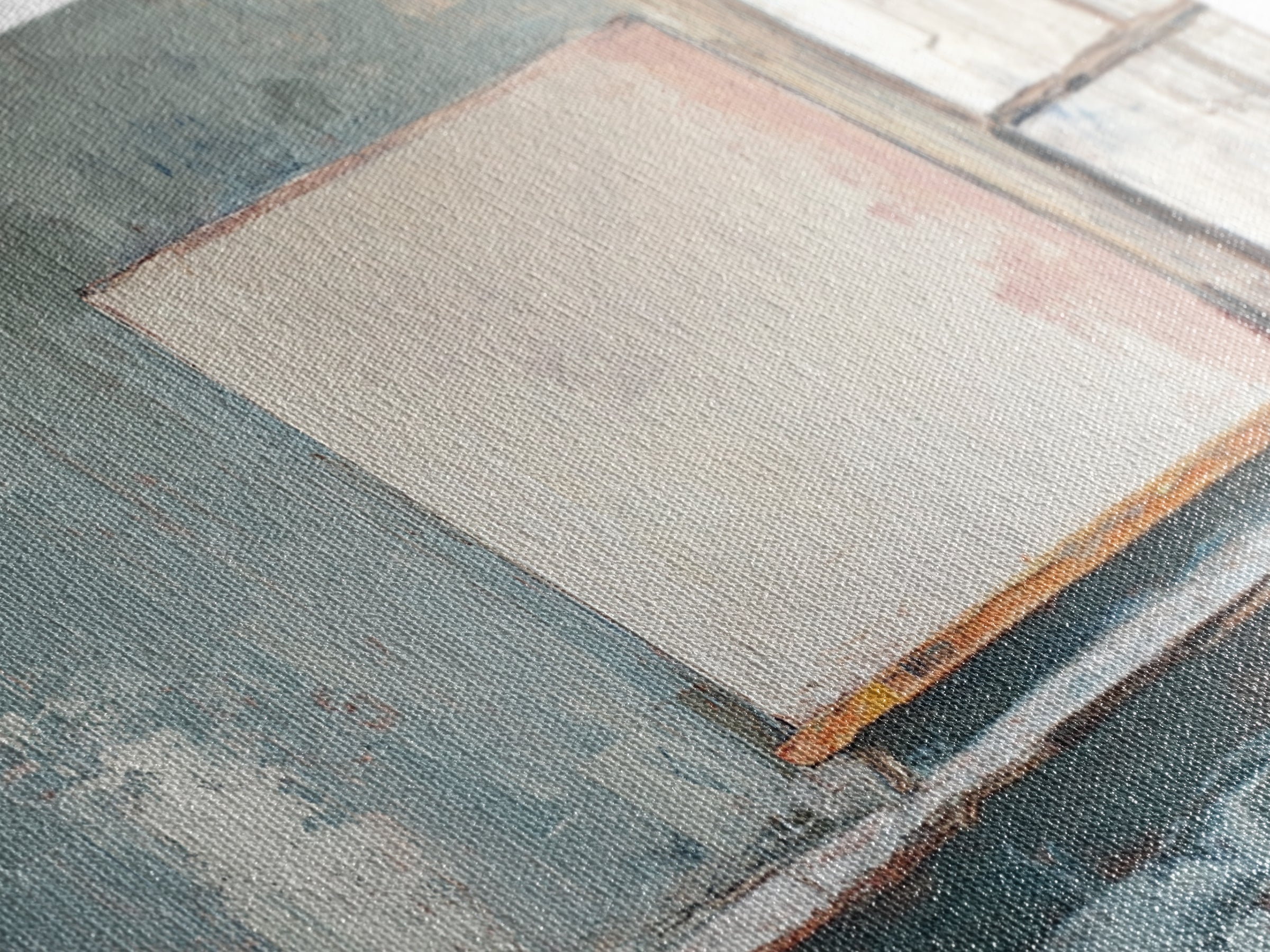 Blank Canvas By Window Wall Art, Minimalist Studio Decor, Neutral Abstract Canvas Print, Modern Office Living Room Art Gift