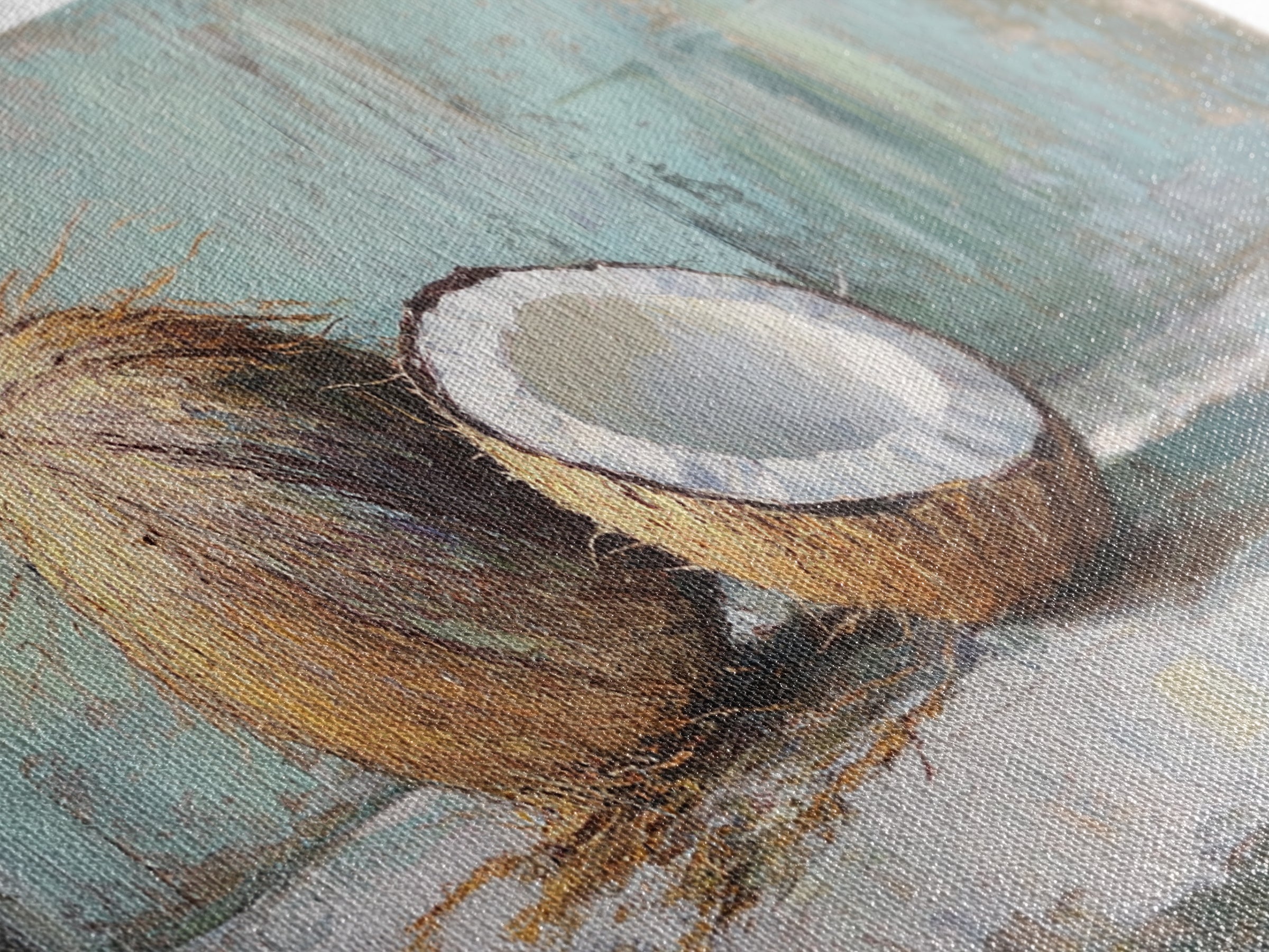 Split Coconut Still Life Wall Art, Tropical Canvas Print, Coastal Kitchen Decor, Beach House Decor, Nature Inspired Art, Gift