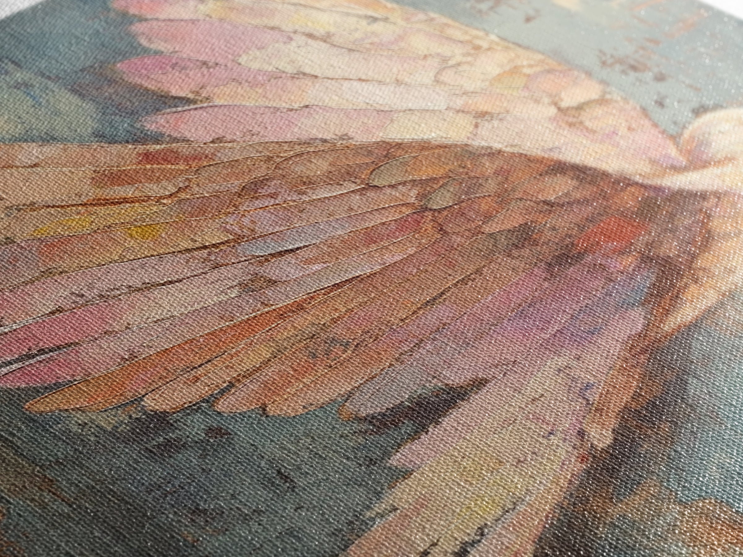 Pastel Dove In Flight With Textured Wings Wall Art, Peaceful Bird Painting, Spiritual Home Decor, Nursery Or Living Room Print
