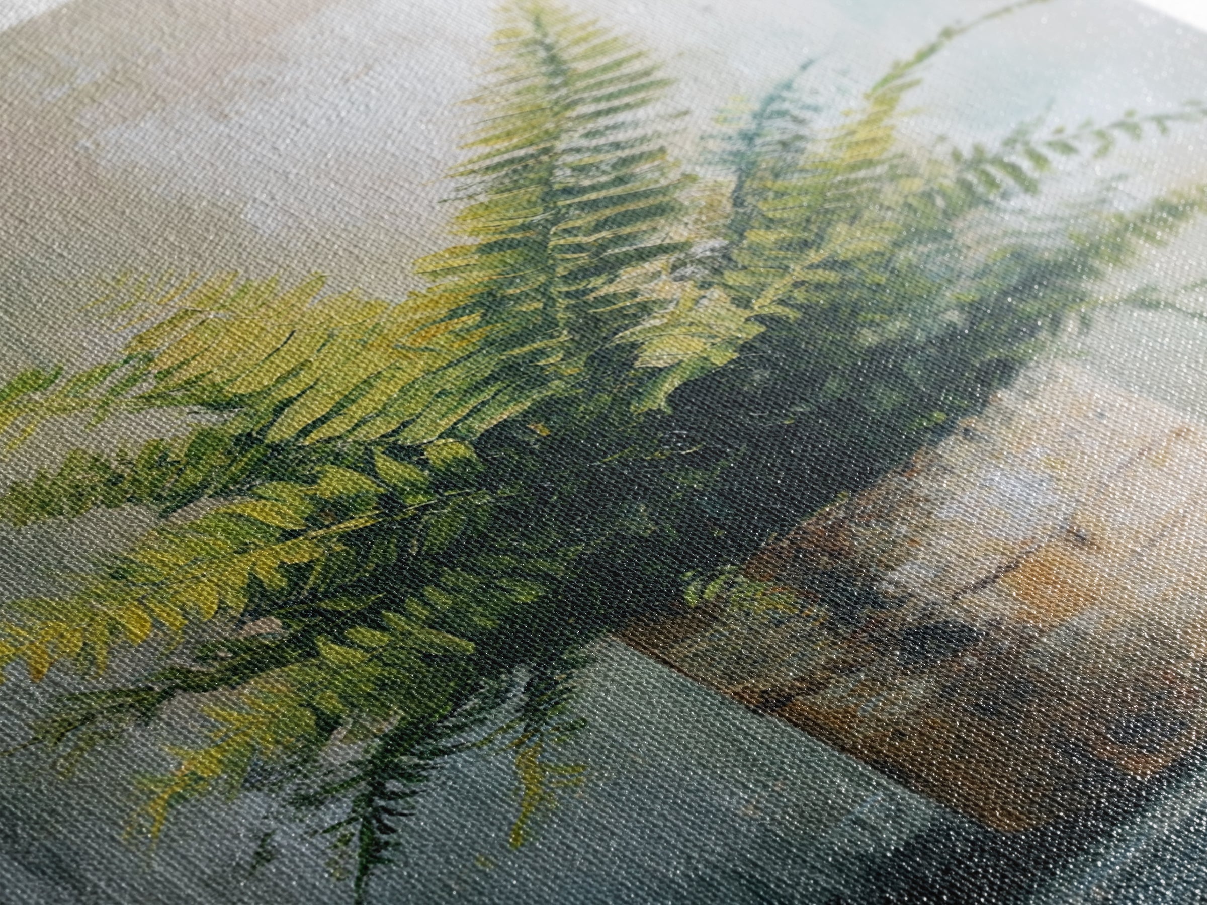 Green Fern In Rustic Pot Canvas Print, Botanical Wall Art, Neutral Plant Painting For Japandi Modern Home Decor Gift For Living Room