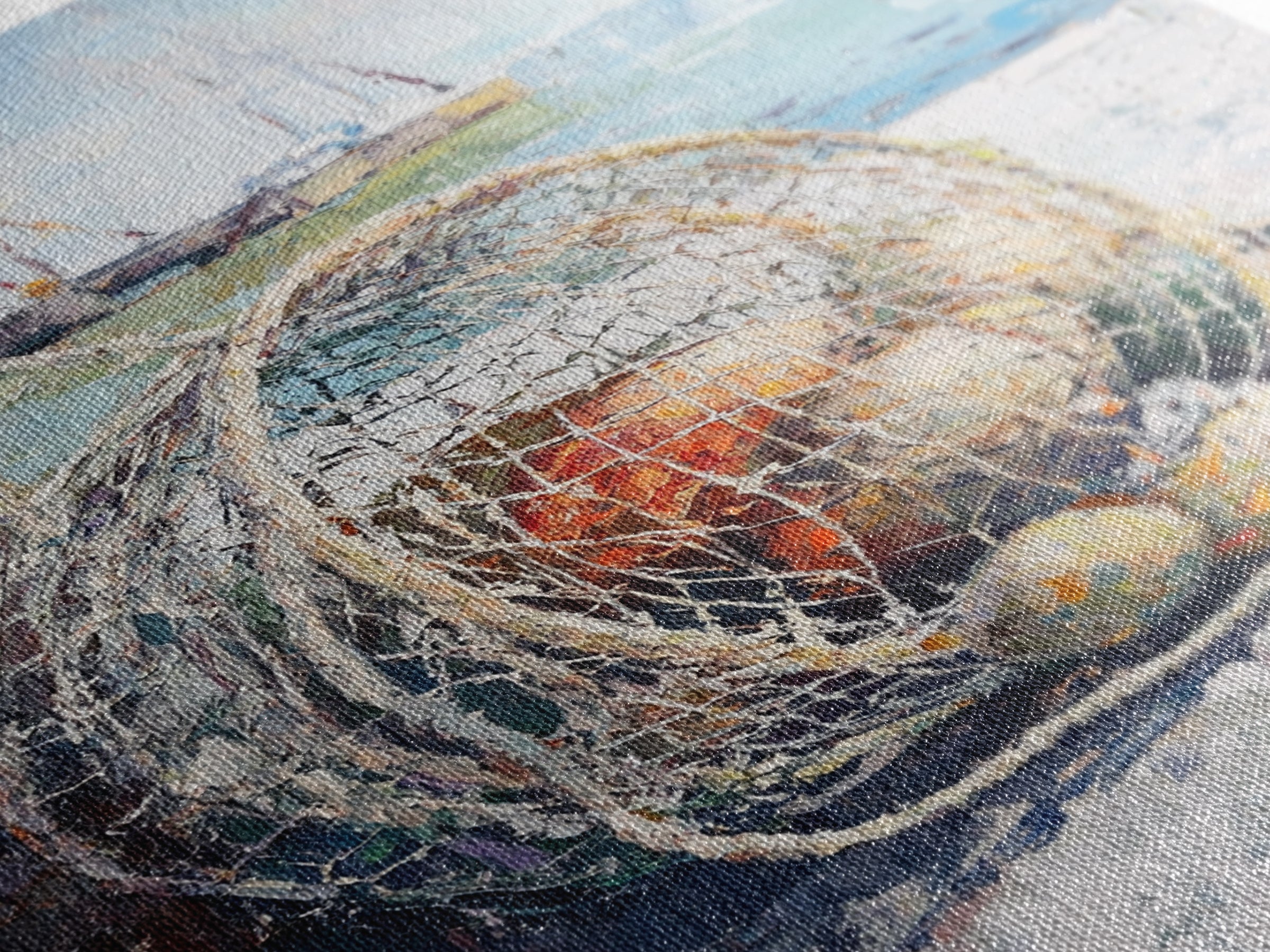 Fishing Net And Buoys By Harbor Wall Art, Coastal Wall Decor, Nautical Canvas Print, Beach House Decor, Ocean Art, Gift For Him