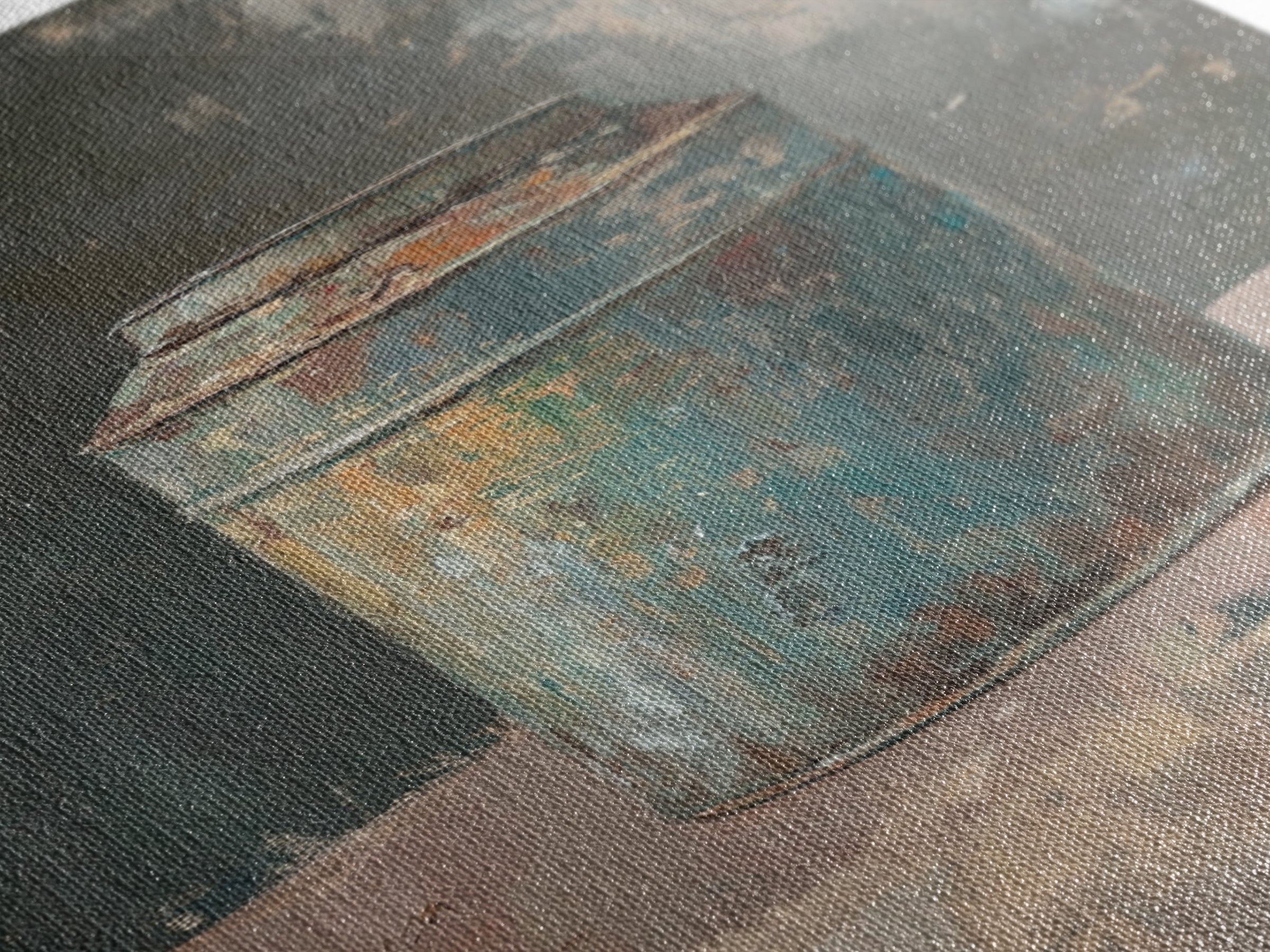 Rustic Blue Tin Can Still Life Canvas Print, Wabi Sabi Wall Art, Industrial Farmhouse Decor, Neutral Kitchen Print Home Decor