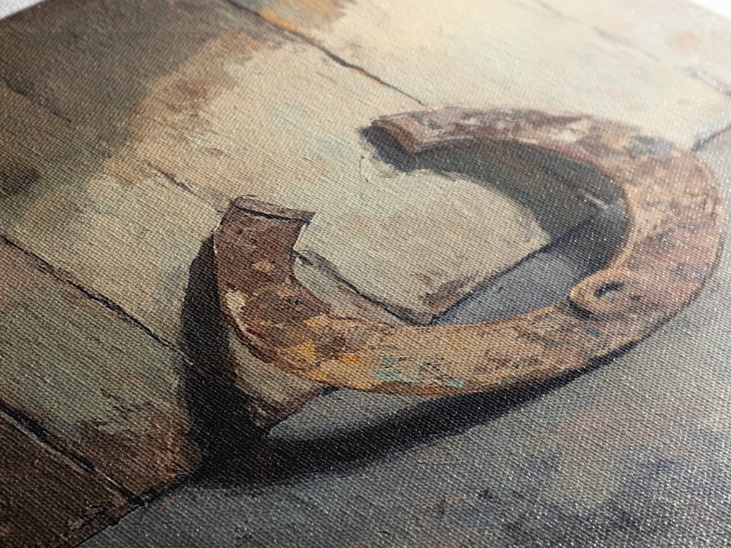 Rusty Horseshoe Still Life Wall Art, Western Farmhouse Decor, Rustic Country Canvas Print, Horse Lover Gift For Him Man Cave Decor
