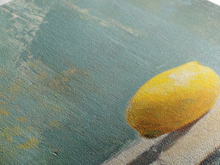 Single Yellow Lemon Still Life Wall Art, Minimalist Kitchen Decor, Neutral Canvas Wall Art, Rustic Farmhouse Art Print Gift