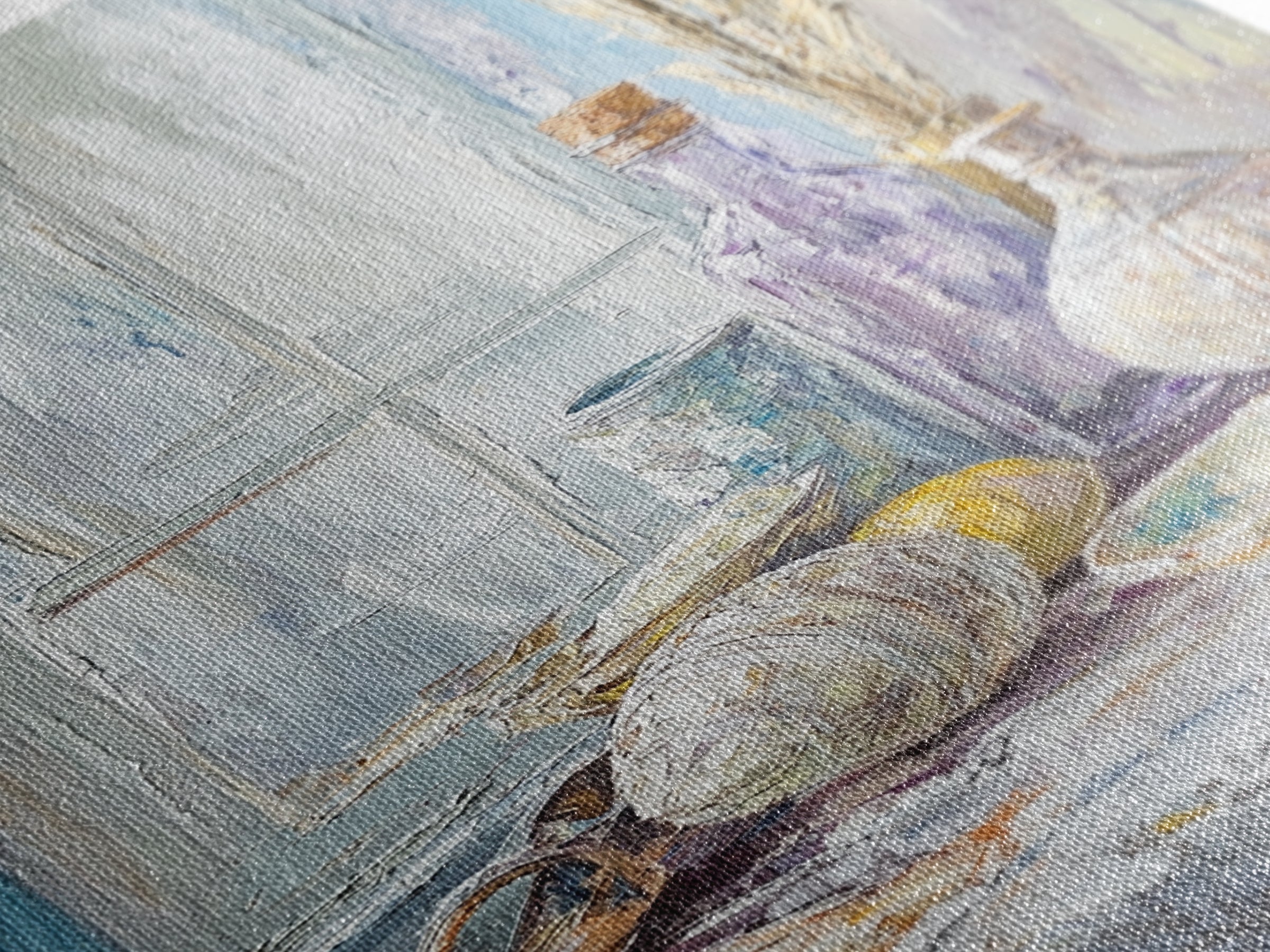 Seashells And Purple Bottle By Window Wall Art, Coastal Still Life Oil Painting, Beach House Decor, Neutral Wall Decor, Bathroom Art