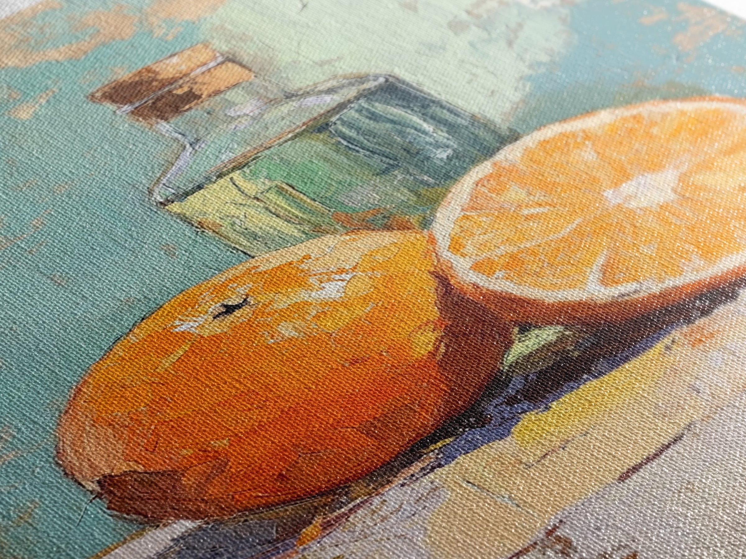 Orange Citrus Still Life Canvas Print, Kitchen Wall Art, Fruit Painting, Mediterranean Decor, Food Lover Gift, Home Decor