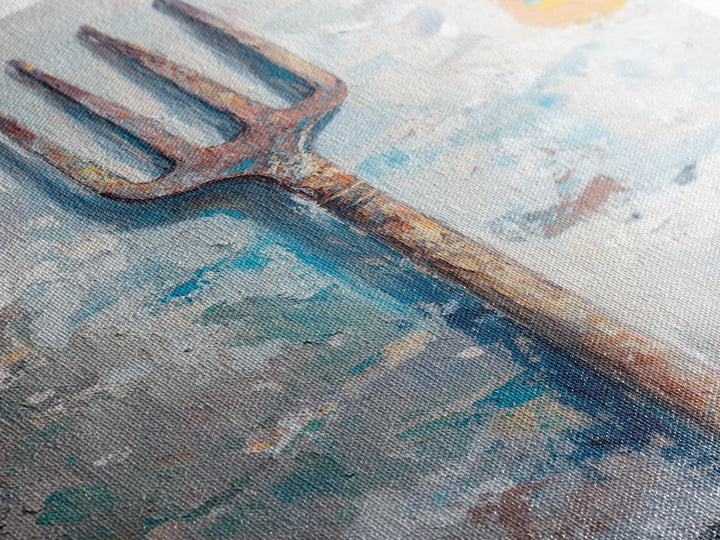 Rusty Garden Fork Still Life Wall Art, Farmhouse Kitchen Decor, Rustic Wall Decor, Industrial Art Print, Unique Housewarming Gift