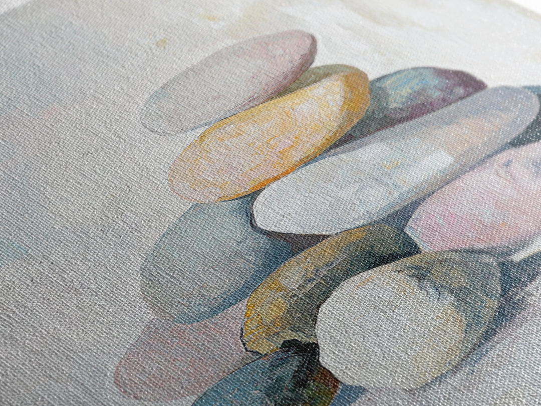 Stacked Pastel Stones Canvas Print, Zen Spa Wall Art, Neutral Bathroom Decor, Minimalist Wall Art, Calming Home Decor Gift