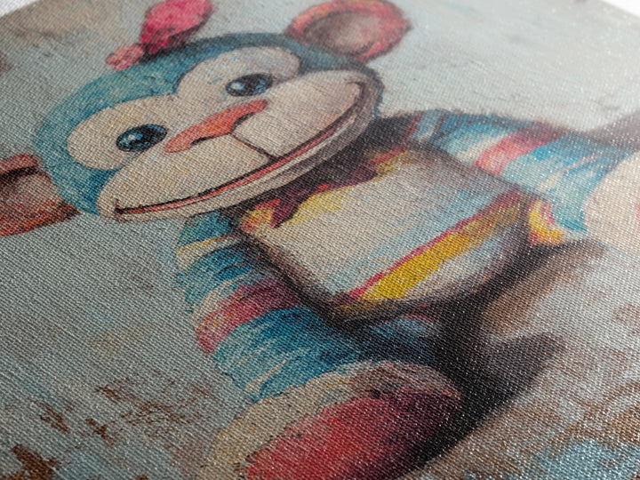 Whimsical Sock Monkey Canvas Print, Nursery Wall Art, Kids Room Decor, Cute Animal Art, Baby Shower Gift, Playroom Decor