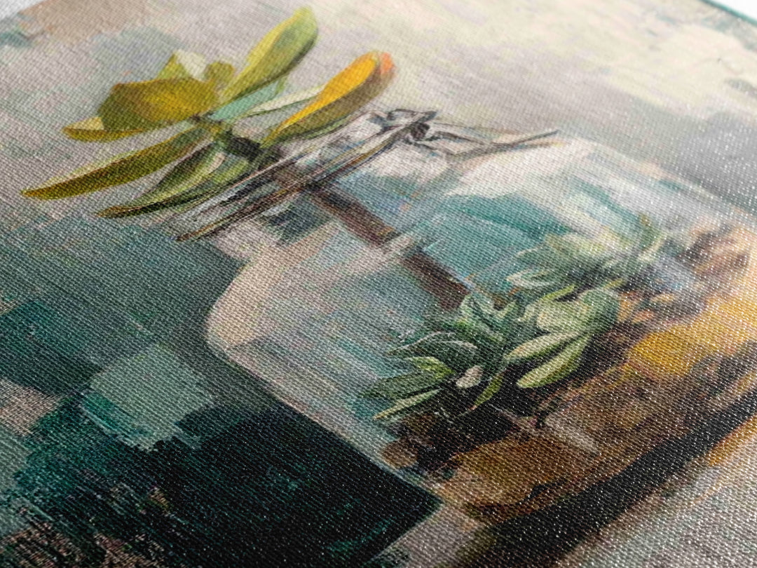 Succulent Terrarium In Glass Jar Wall Art, Botanical Canvas Print, Teal Still Life Decor, Plant Lover Housewarming Gift