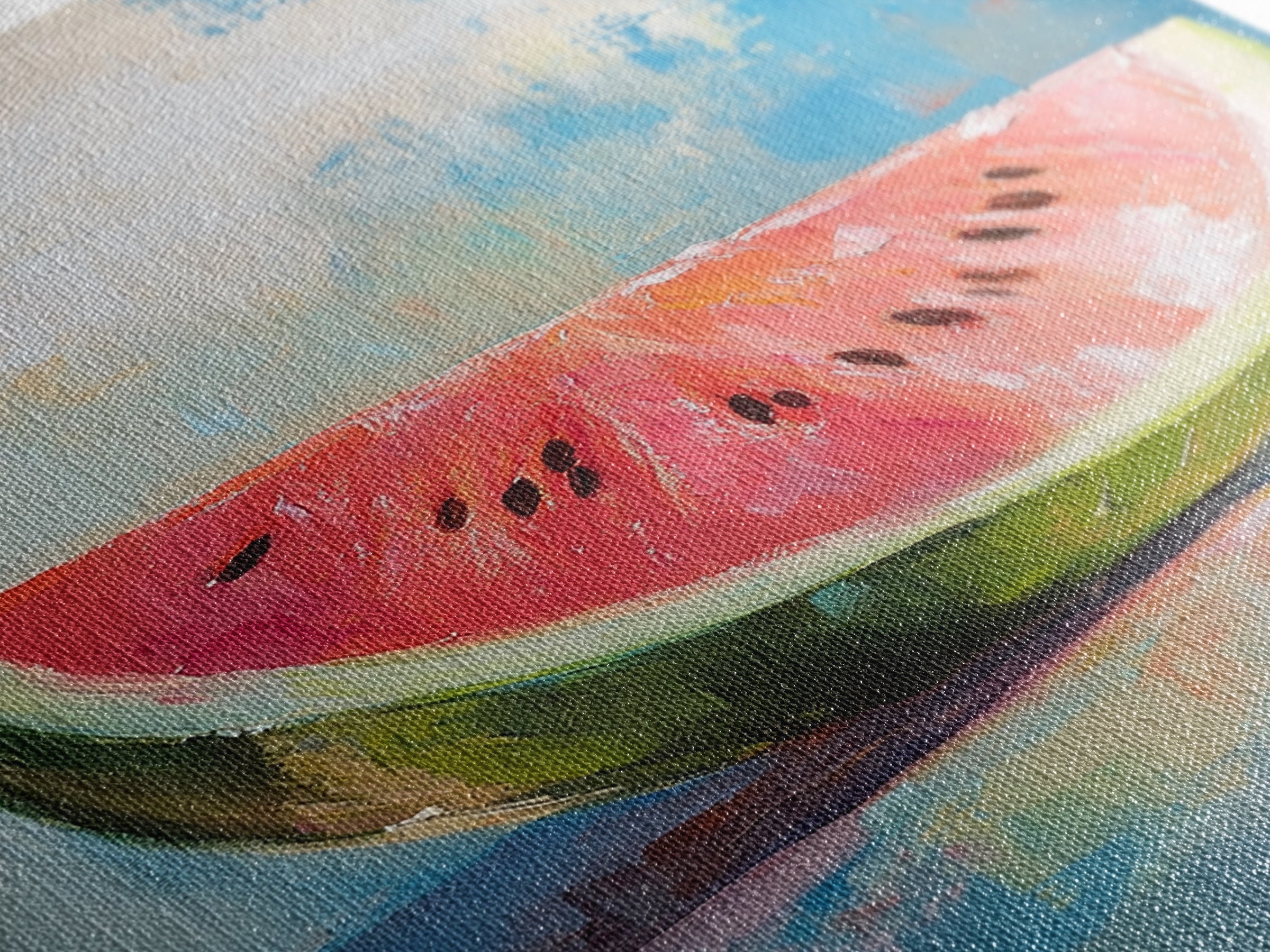 Bright Watermelon Slice Still Life Wall Art, Colorful Kitchen Decor, Summer Fruit Painting, Modern Farmhouse Art Print, Housewarming Gift