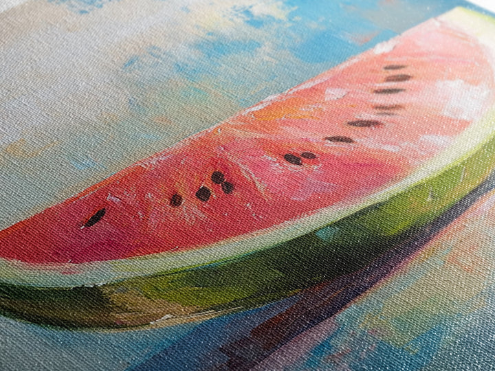 Bright Watermelon Slice Still Life Wall Art, Colorful Kitchen Decor, Summer Fruit Painting, Modern Farmhouse Art Print, Housewarming Gift
