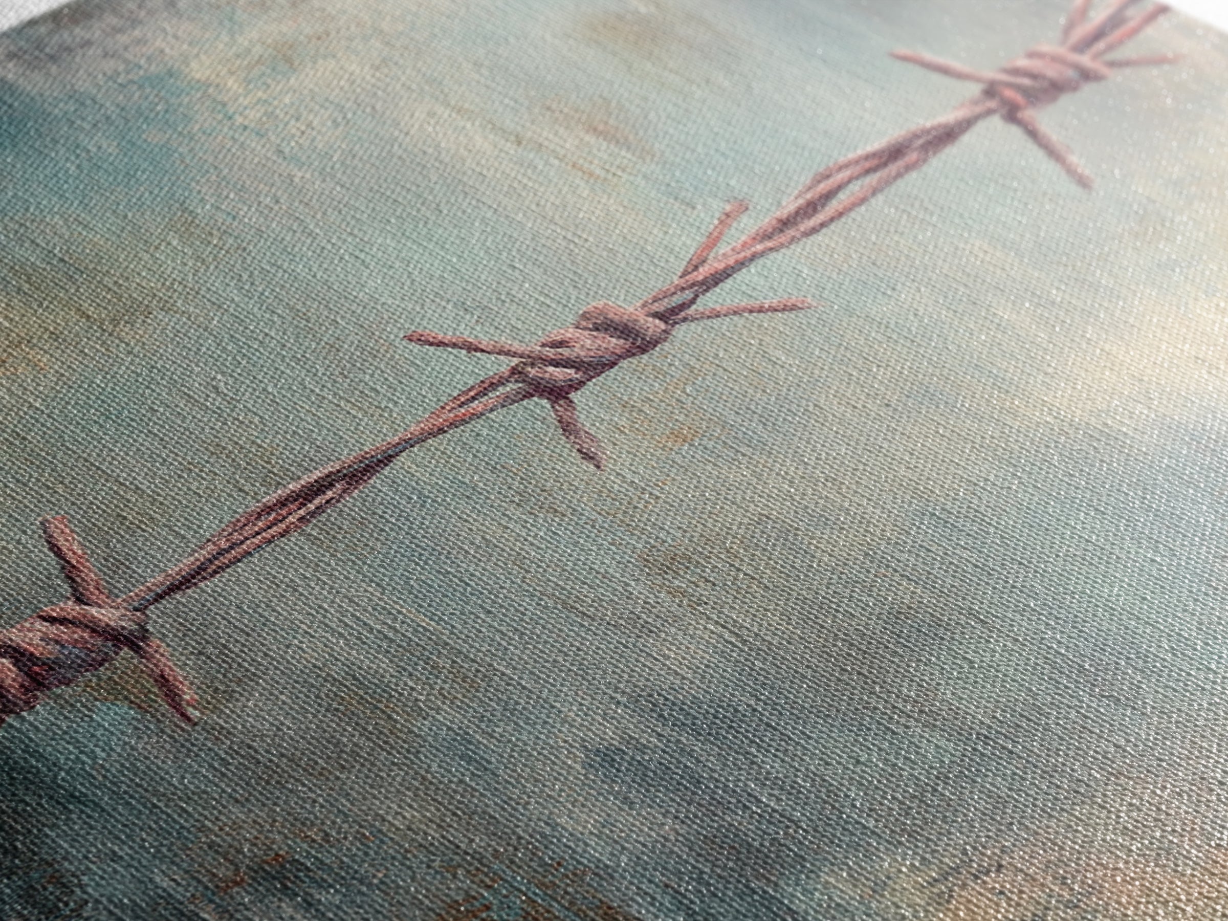 Barbed Wire Minimalist Wall Art, Western Rustic Decor, Industrial Canvas Print, Moody Office Art, Man Cave Decor, Masculine Gift For Him
