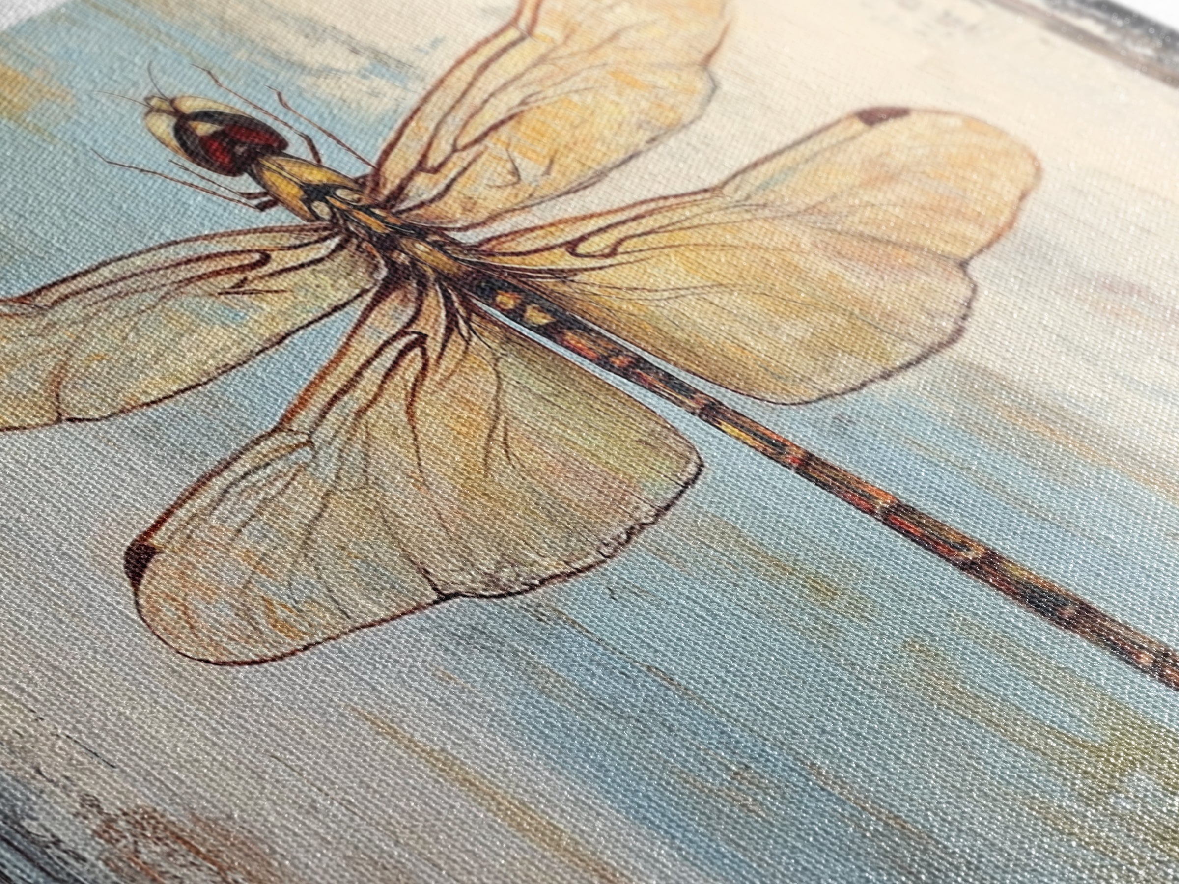 Detailed Dragonfly Insect Wall Art, Nature Inspired Canvas Print, Botanical Wall Decor, Rustic Wildlife Gift For Her, Office Decor