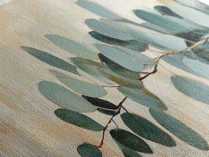 Eucalyptus Branch Botanical Wall Art, Sage Green Minimalist Canvas Print, Organic Modern Decor, Neutral Living Room Print