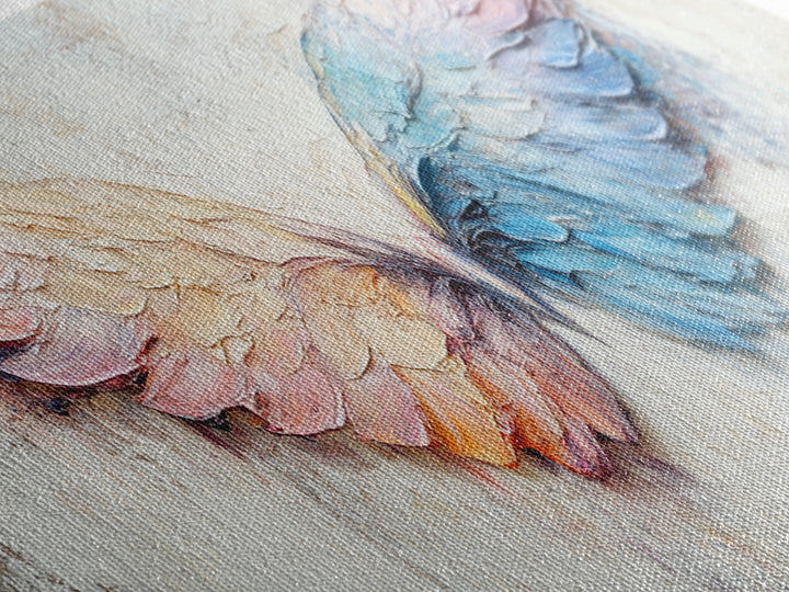 Pastel Angel Wings Textured Wall Art, Celestial Feather Canvas Print For Bedroom, Nursery, Boho Home Decor, Living Room Decor Gift