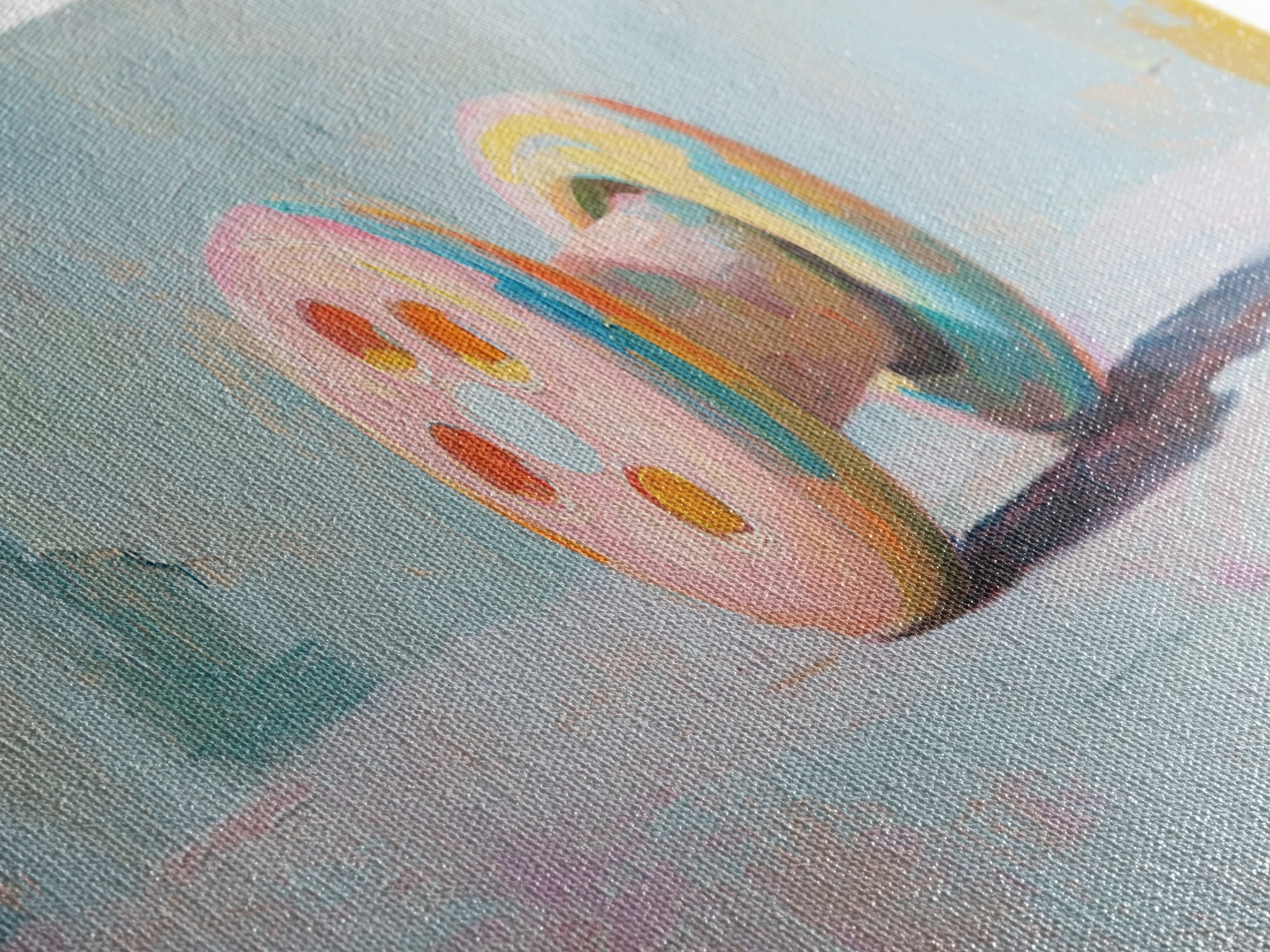 Pastel Dumbbell Still Life Canvas Print, Fitness Studio Decor, Home Gym Wall Art, Pilates Gift, Wellness Workout Room Decor
