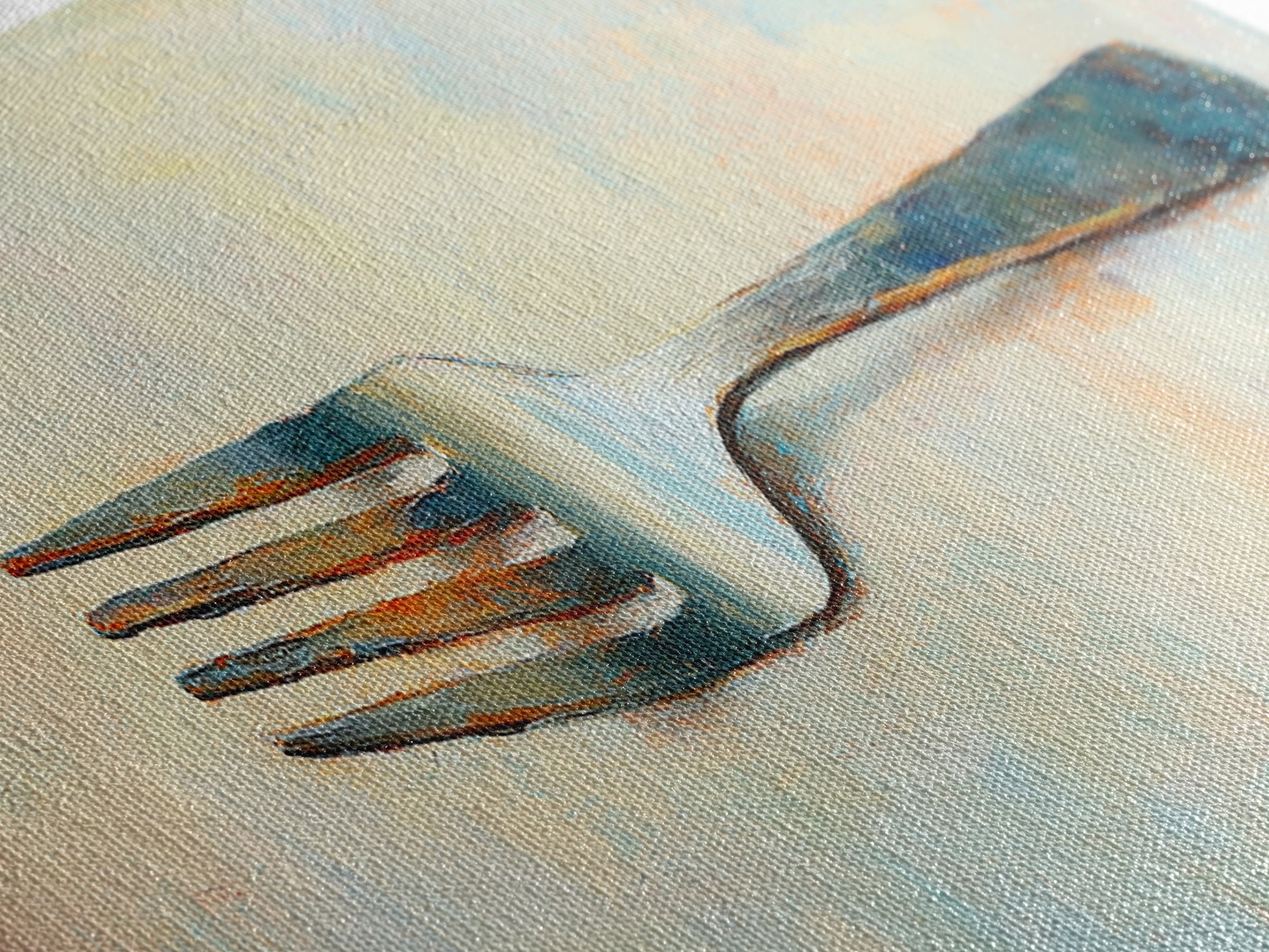 Rustic Silver Fork Still Life Wall Art, Minimalist Kitchen Canvas Print For Dining Room Decor Modern Home Decor And Foodie Gift