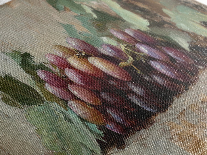 Moody Grapes With Vine Leaves Canvas Print, Winery Wall Art, Rustic Kitchen Decor, Country Wall Decor, Housewarming Gift