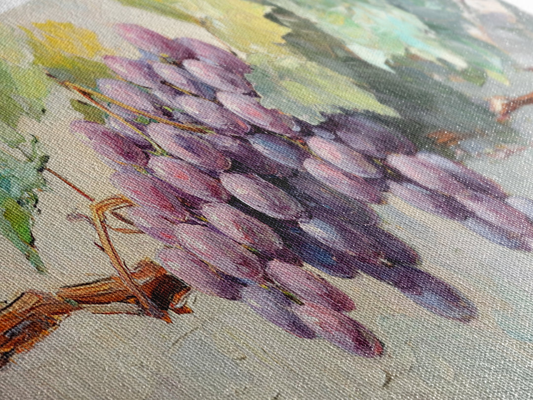 Sunlit Purple Grape Cluster Wall Art, Vineyard Art Print, Winery Decor, French Country Kitchen Decor, Gift For Wine Lover