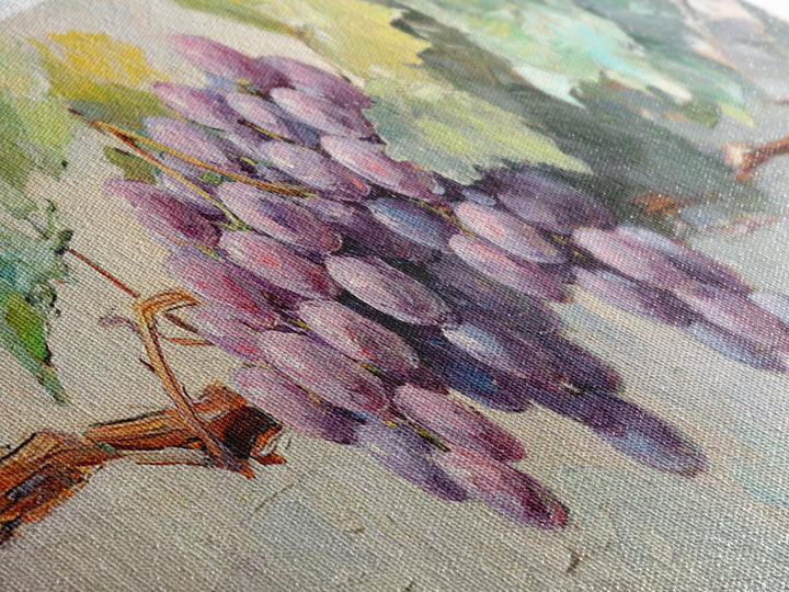 Sunlit Purple Grape Cluster Wall Art, Vineyard Art Print, Winery Decor, French Country Kitchen Decor, Gift For Wine Lover