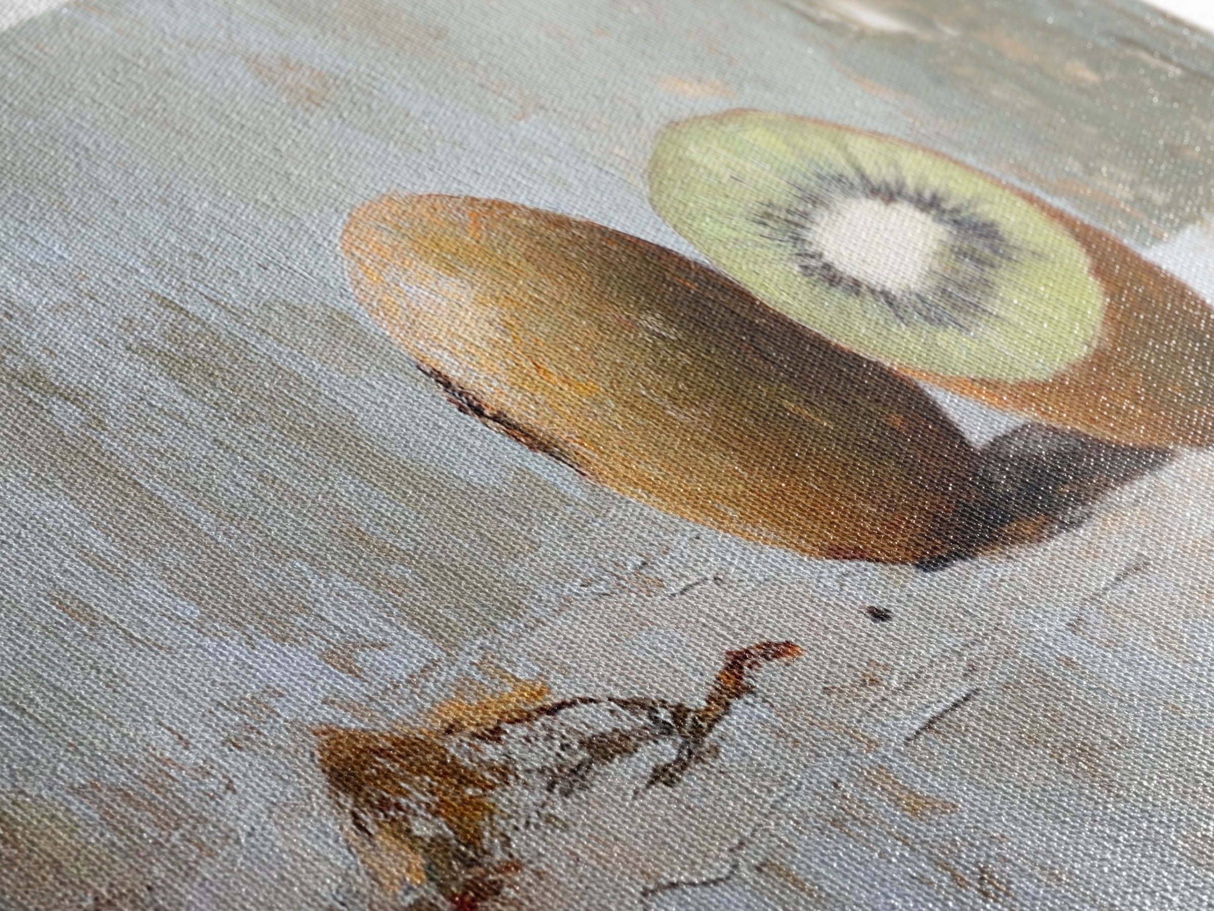 Whole And Sliced Kiwi Fruit Still Life Canvas Print, Kitchen Wall Art, Foodie Wall Decor, Farmhouse Dining Room Gift For Her