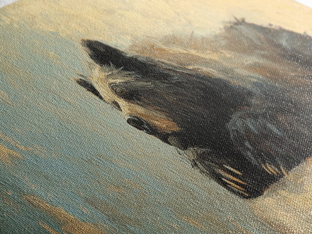 Resting Black Bear Oil Painting Framed Canvas Print, Rustic Wildlife Wall Art, Cabin Decor, Nature Lover Gift, Large Living Room Decor
