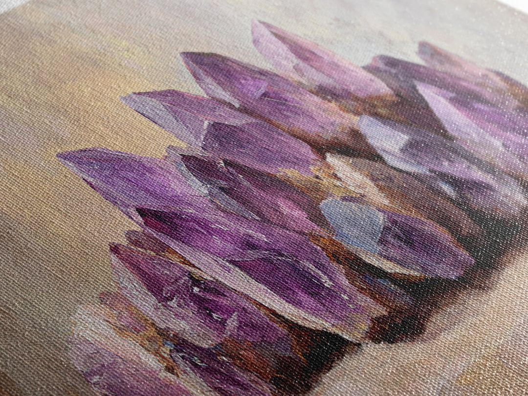 Purple Amethyst Crystal Cluster Canvas Print, Geode Wall Art, Spiritual Decor, Reiki Healing Gift, Modern Home Decor, Living Room Decor