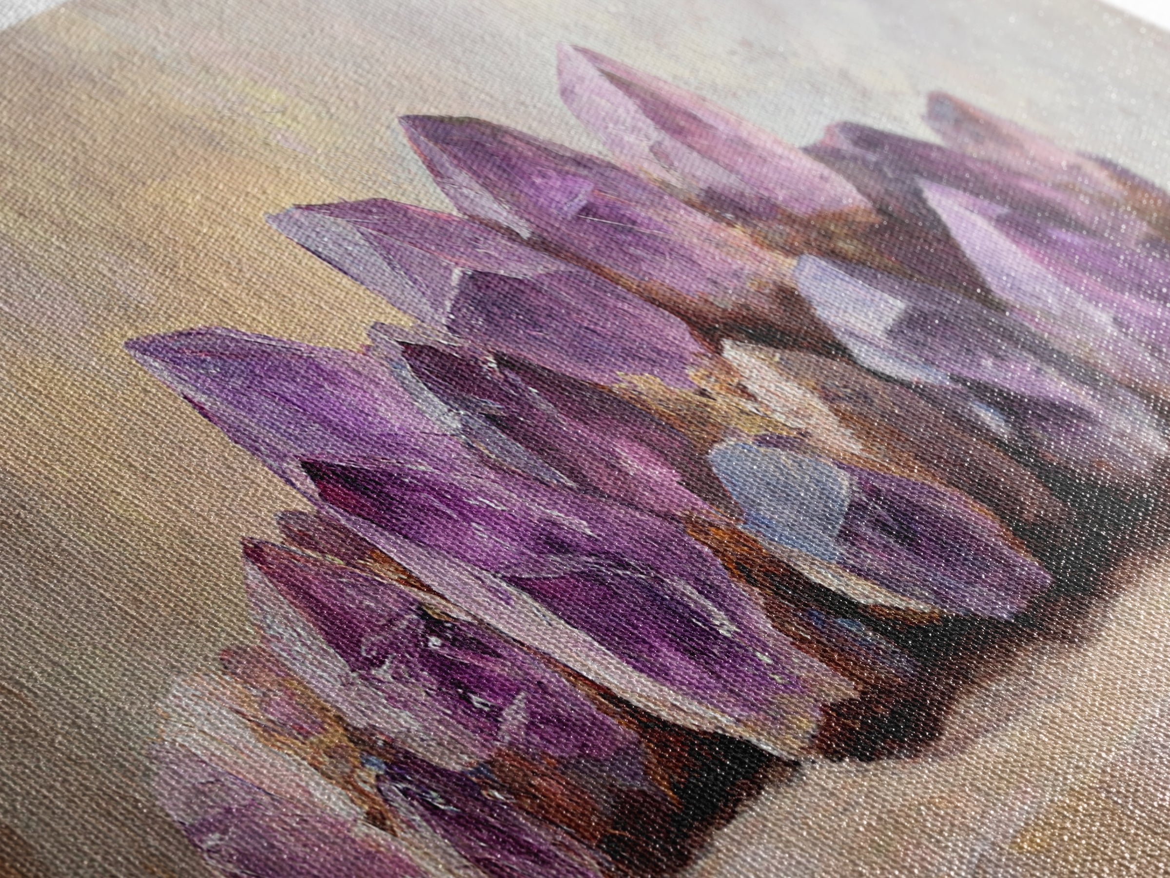 Purple Amethyst Crystal Cluster Canvas Print, Geode Wall Art, Spiritual Decor, Reiki Healing Gift, Modern Home Decor, Living Room Decor
