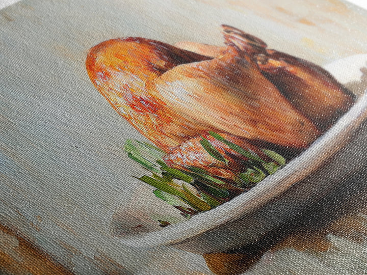 Roasted Chicken On White Platter Canvas Print, Rustic Kitchen Wall Decor, Food Art, Dining Room Decor, Housewarming Gift
