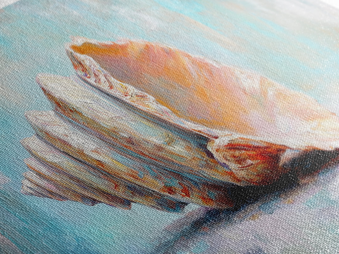 Large Pink Conch Seashell Framed Canvas Print, Coastal Wall Art, Beach House Decor, Ocean Wall Decor, Nautical Gift, Seaside Wall Art