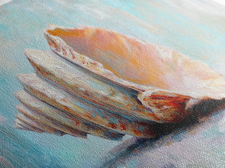 Large Pink Conch Seashell Framed Canvas Print, Coastal Wall Art, Beach House Decor, Ocean Wall Decor, Nautical Gift, Seaside Wall Art