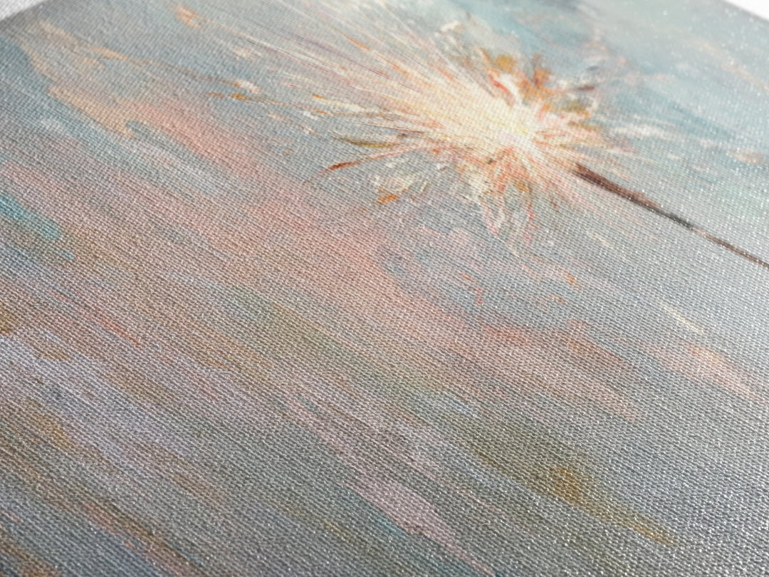 Bright Sparkler On Pastel Blue Canvas Print, Celebration Wall Art, New Year Decor, Party Wall Decor, Unique Gift For Her