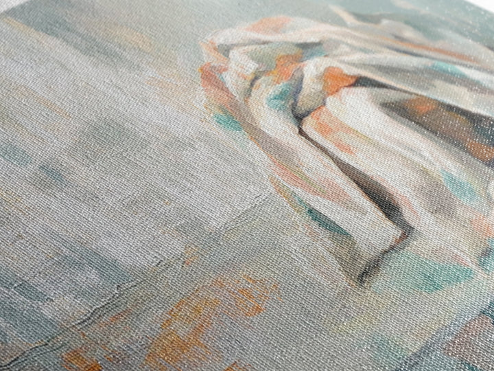 Soft Folded Linen Blanket Canvas Print, Neutral Wall Art, Minimalist Home Decor, Cozy Bedroom Decor, Wabi Sabi Art Print