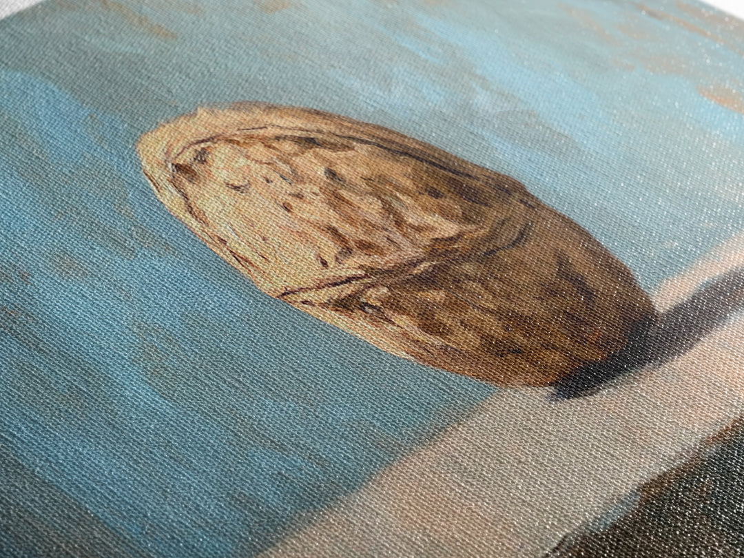 Single Walnut Still Life Wall Art, Minimalist Rustic Kitchen Print, Neutral Food Painting, Modern Farmhouse Decor, Gift For Foodie