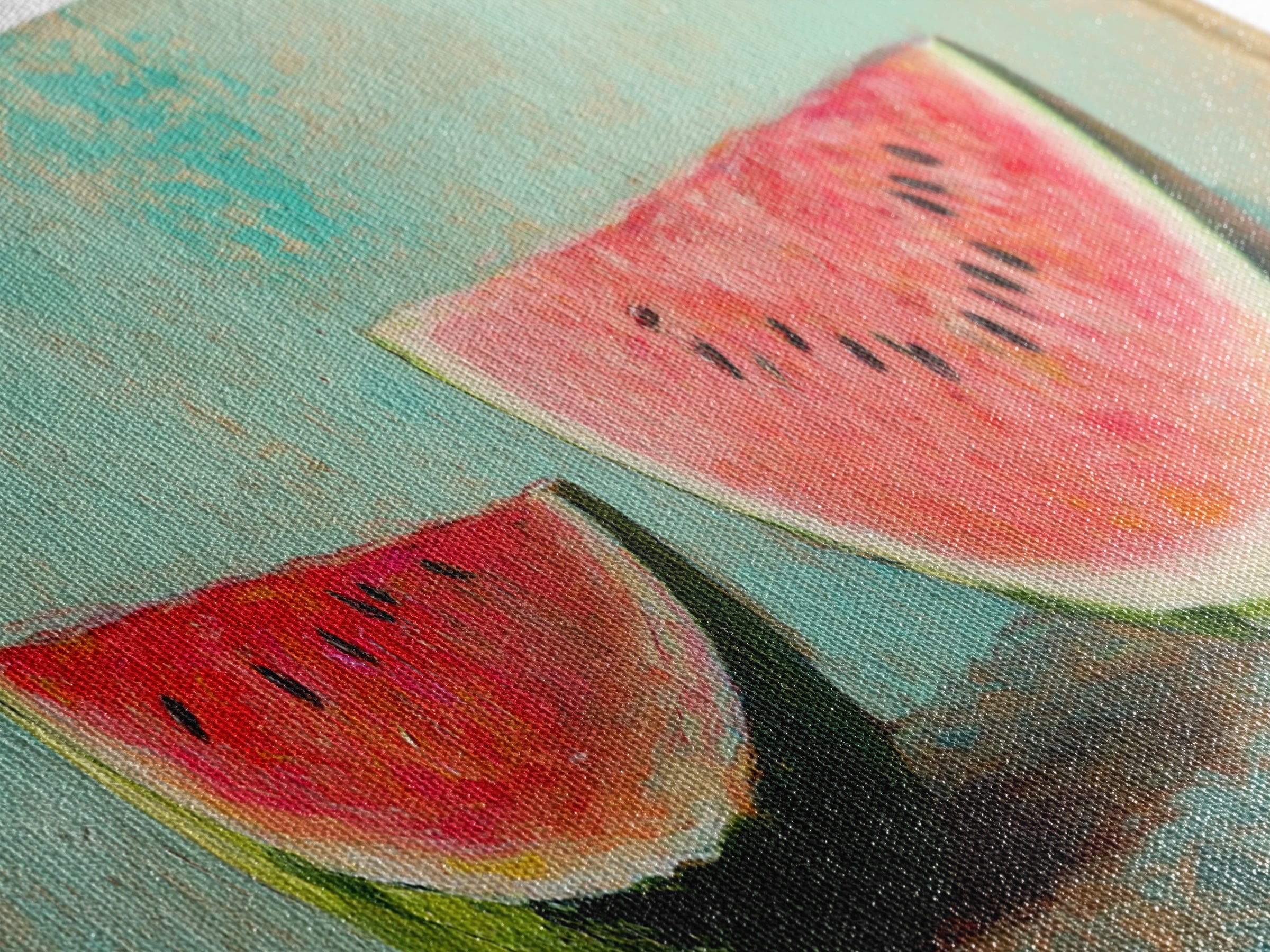 Fresh Watermelon Slices Wall Art, Bright Summer Kitchen Decor, Colorful Food Canvas Print, Farmhouse Dining Room Art, Gift