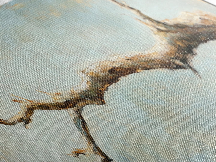 Bleached Driftwood Branch Framed Canvas Print, Rustic Coastal Wall Art, Minimalist Beach House Decor, Long Horizontal Art