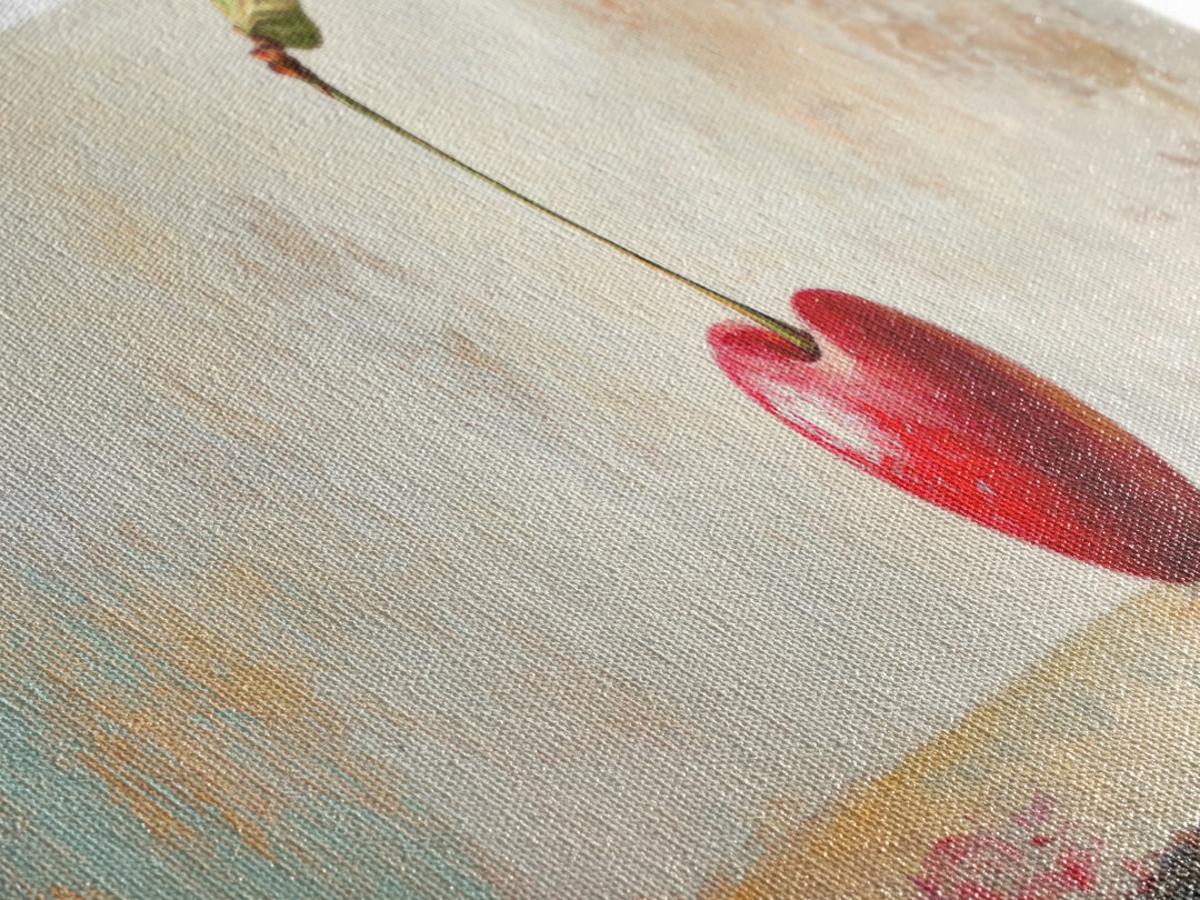 Single Red Cherry Minimal Still Life Canvas Print, Kitchen Wall Art, Modern Farmhouse Dining Room Decor, Fruit Art Gift For Her
