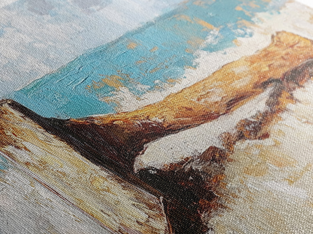 Weathered Axe On Sand Wall Art, Rustic Coastal Decor, Nautical Canvas Print, Beach House Artwork For Cabin Decor Gift For Him