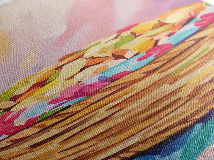 Woven Basket Of Colorful Sweets Canvas Print, Pastel Kitchen Wall Art, Bakery Decor, Cute Food Art Print, Housewarming Gift