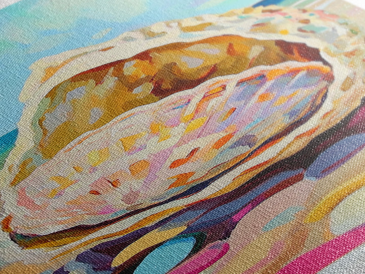 Pastel Seashells On Sunny Beach Wall Art, Coastal Canvas Wall Art, Beach House Decor, Ocean Art Print, Summer Home Decor