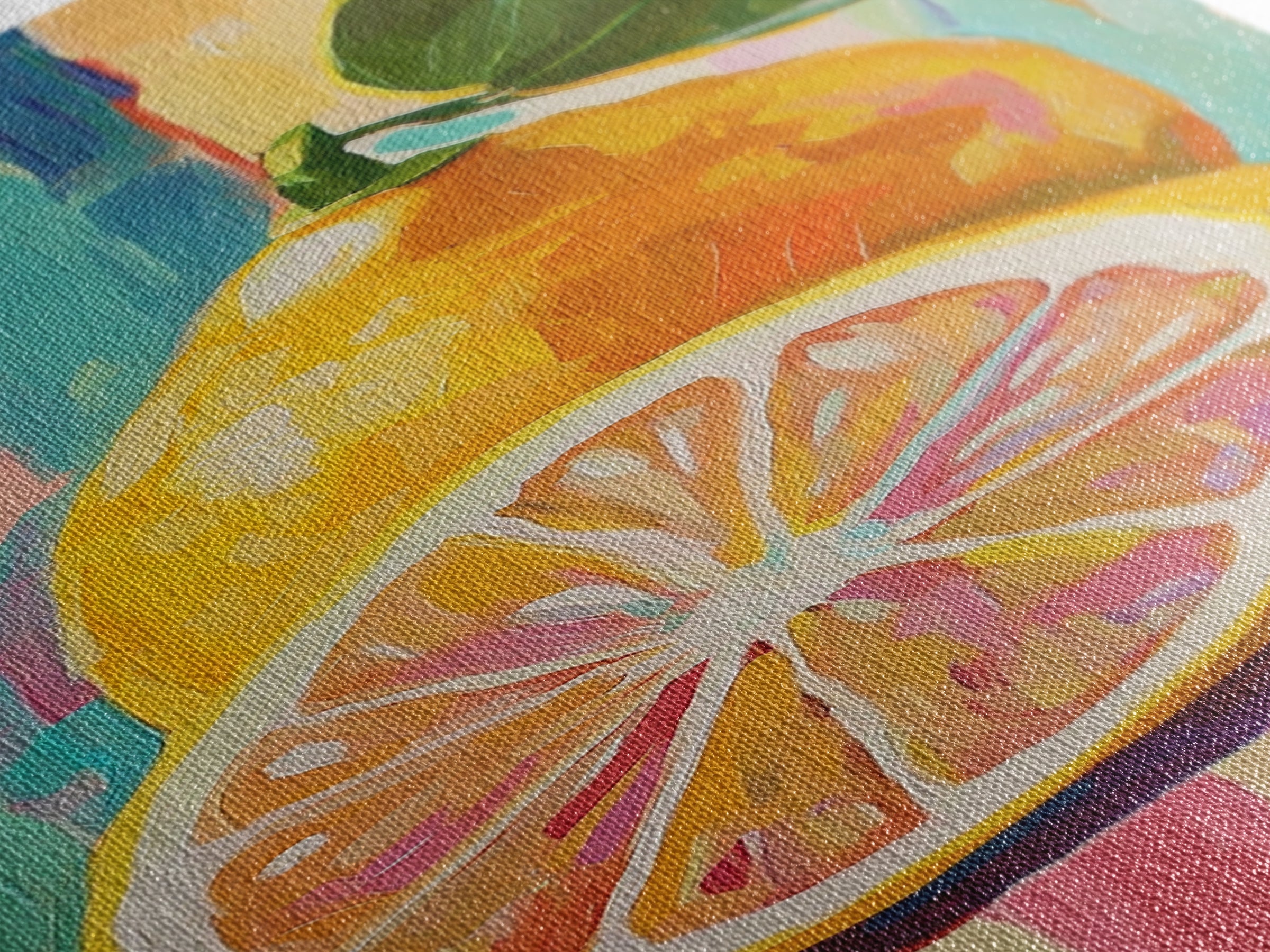 Bright Lemon Slice Still Life Canvas Print, Colorful Kitchen Wall Art, Citrus Fruit Decor, Modern Farmhouse Kitchen Gift