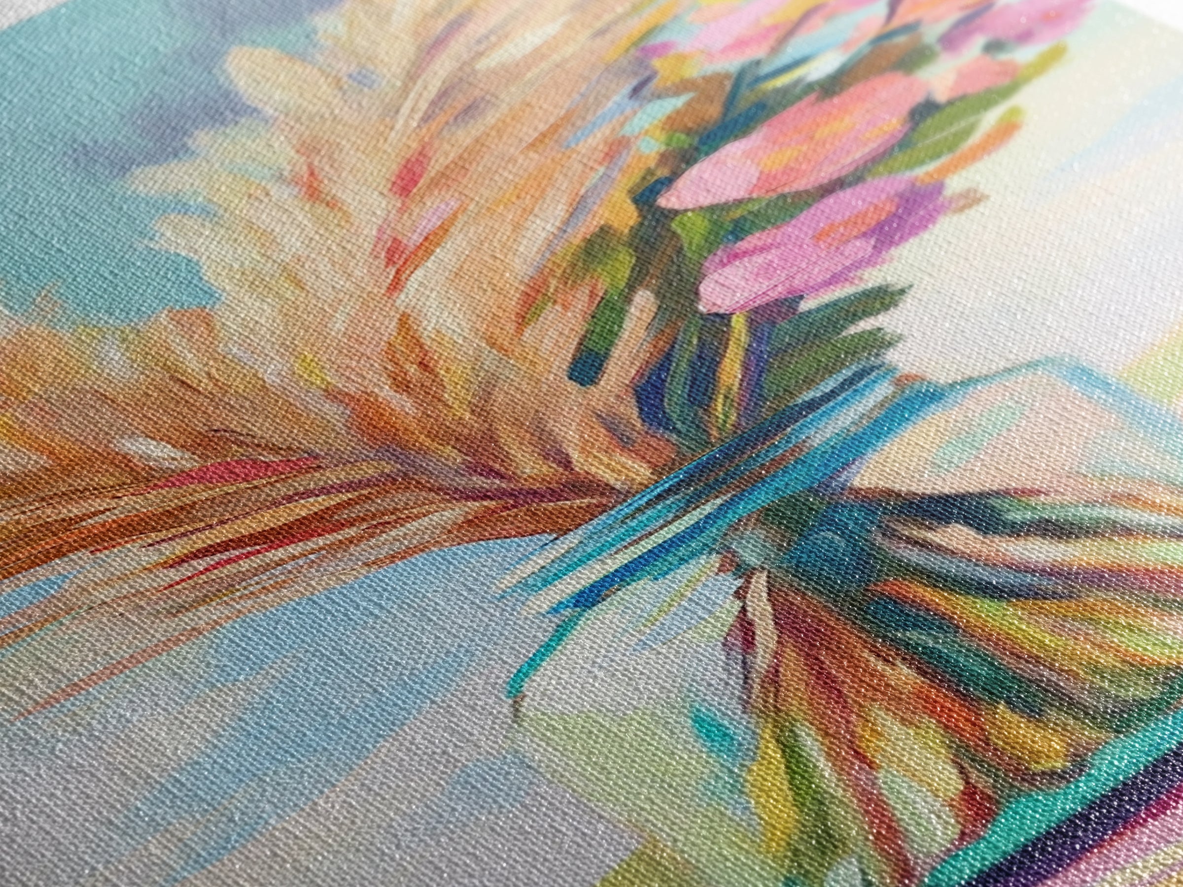 Pampas Grass In Blue Mason Jar Canvas Print, Boho Floral Wall Art, Neutral Home Decor, Rustic Bedroom Decor, Gift For Her