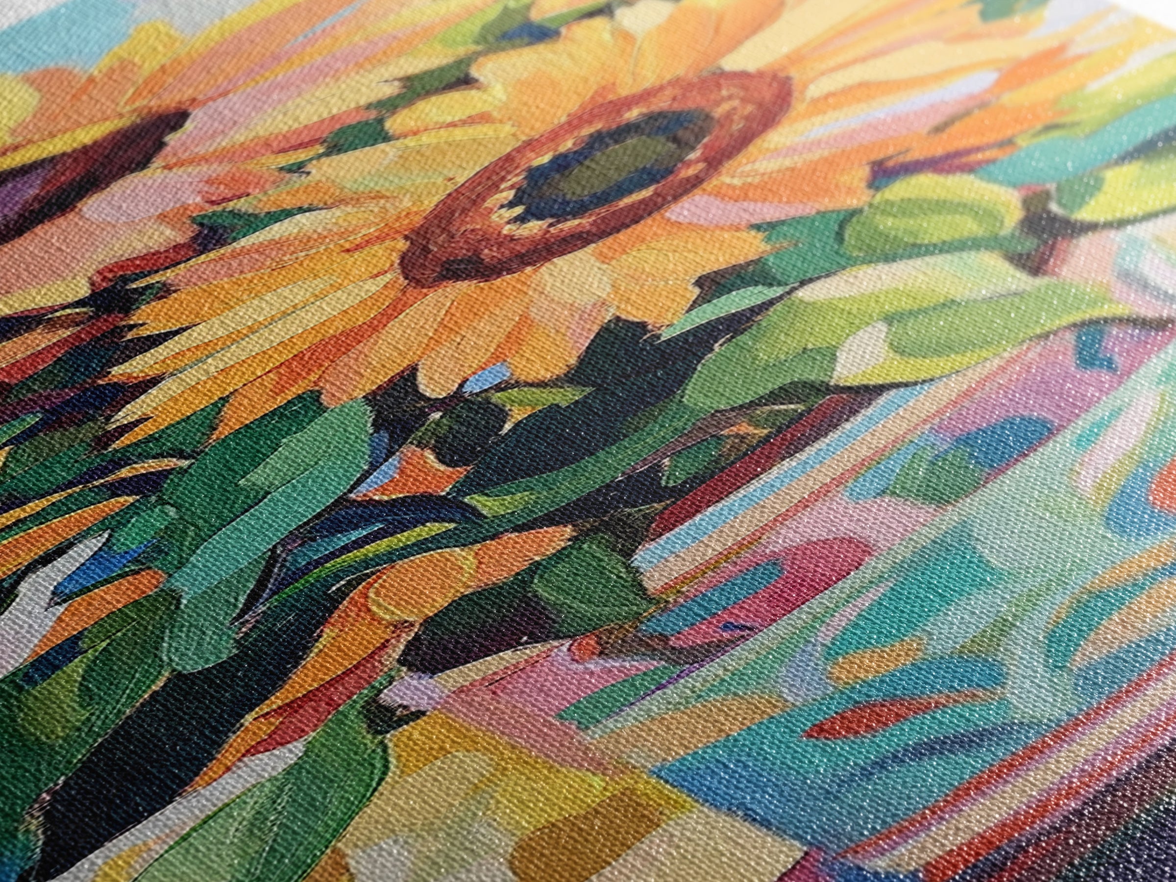 Bright Sunflowers In Patterned Vase Wall Art, Summer Floral Canvas Print, Farmhouse Kitchen Decor, Housewarming Gift For Her