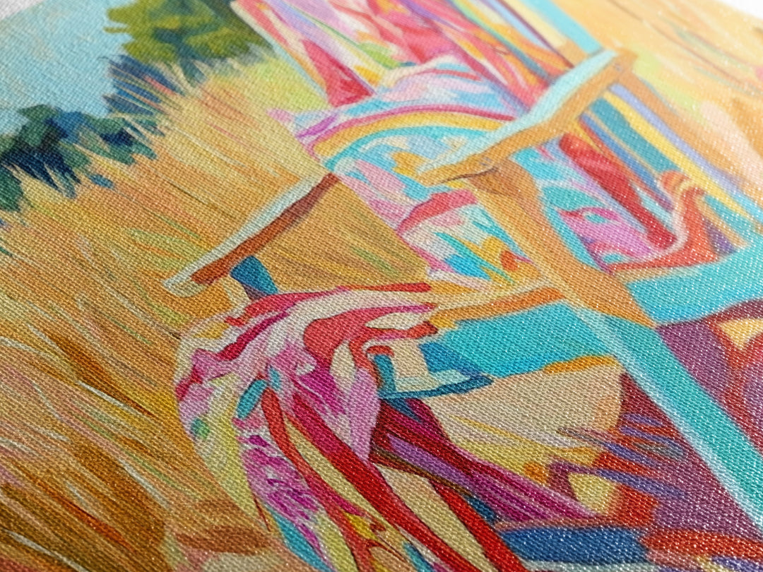 Colorful Beach Chair In Summer Grass Canvas Print, Coastal Wall Art, Beach House Decor, Summer Vibes, Relaxing Art Print