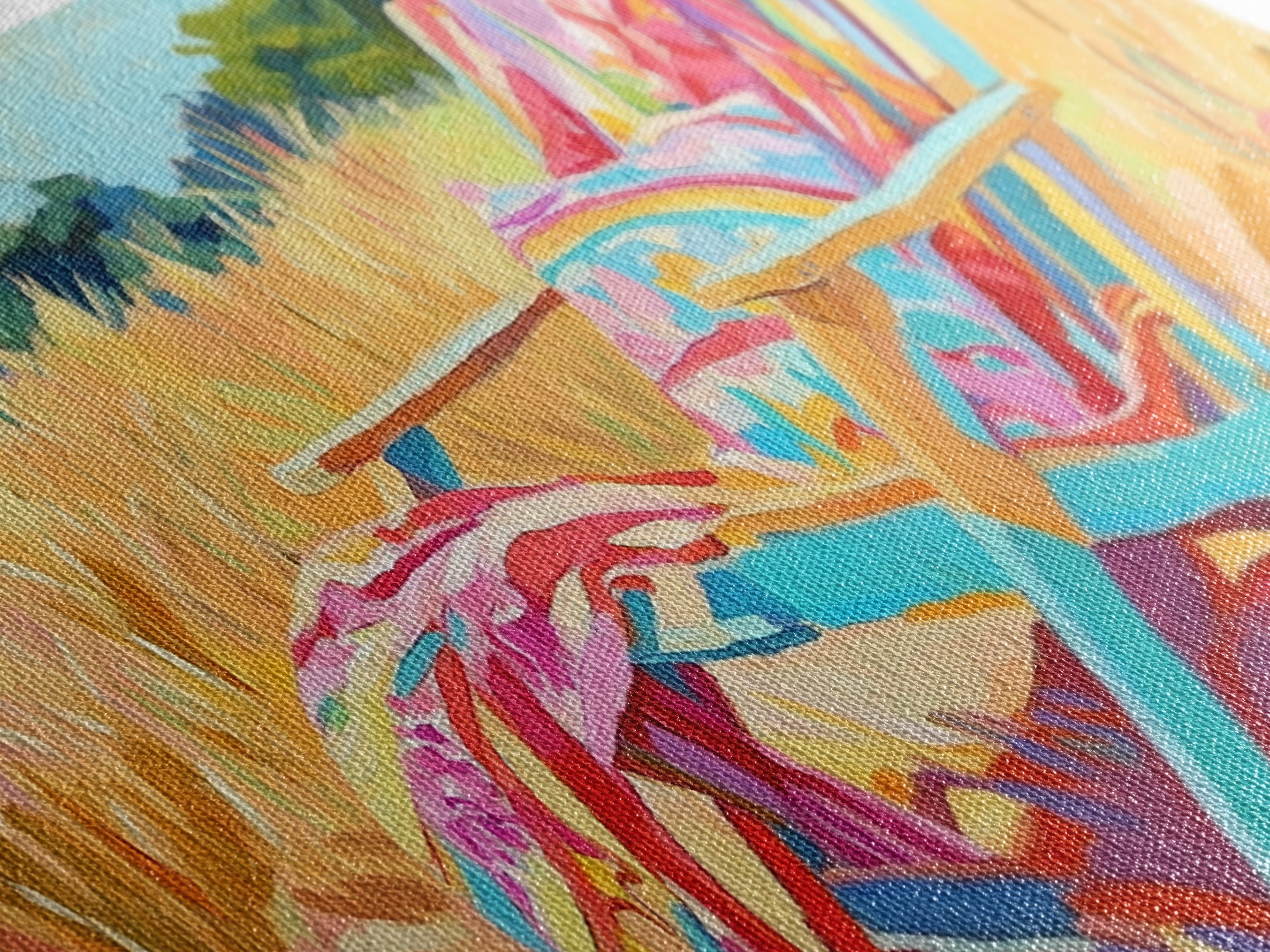 Colorful Beach Chair In Summer Grass Canvas Print, Coastal Wall Art, Beach House Decor, Summer Vibes, Relaxing Art Print