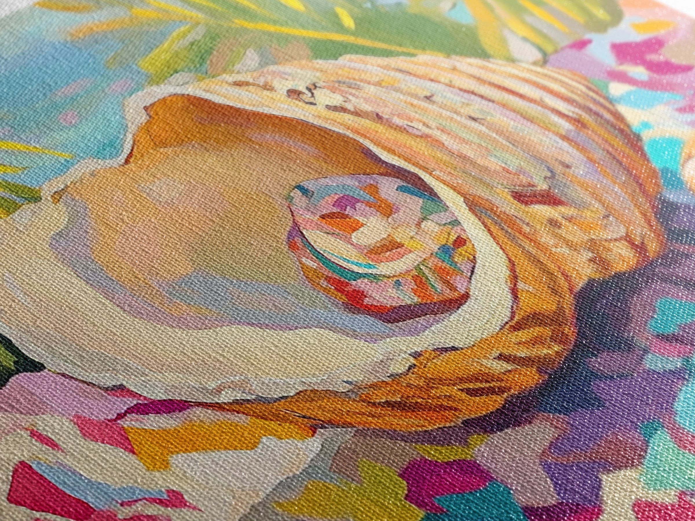 Colorful Seashell On Tropical Table Wall Art, Coastal Beach House Decor, Ocean Shell Canvas Print, Summer Nautical Gift Idea