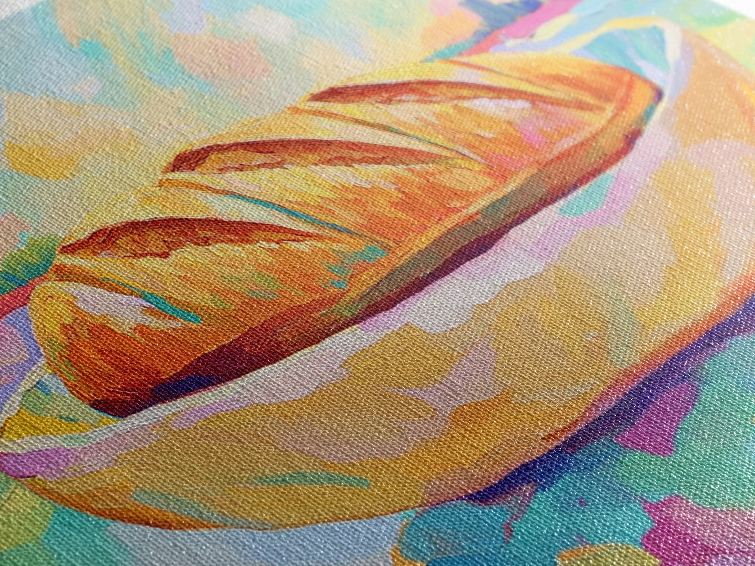 Golden Croissant On Coastal Plate Canvas Print, French Bakery Kitchen Wall Art, Beach House Decor, Cafe Poster, Food Lover Gift