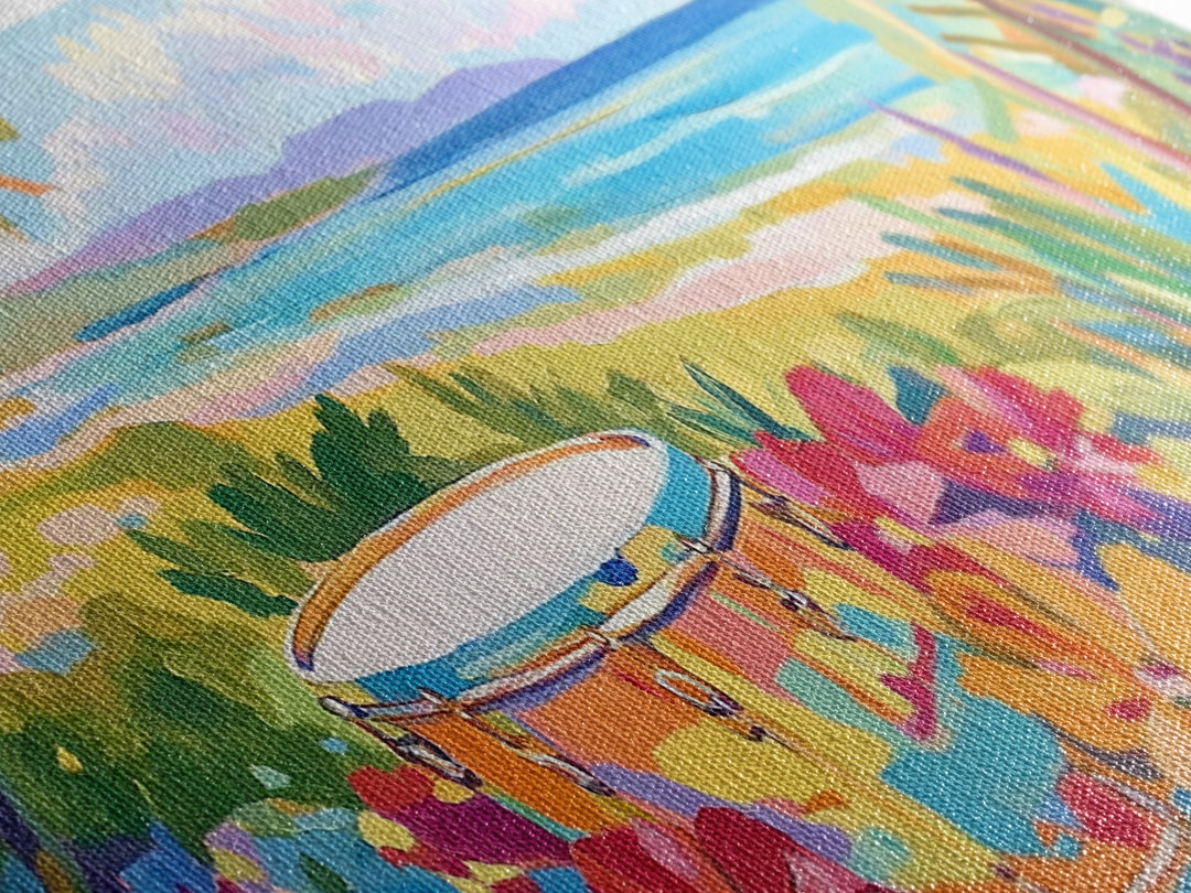 Tropical Beach Drum By Blue Ocean Wall Art, Coastal Wall Art, Beach House Decor, Vibrant Tropical Decor, Living Room Decor, Summer Gift