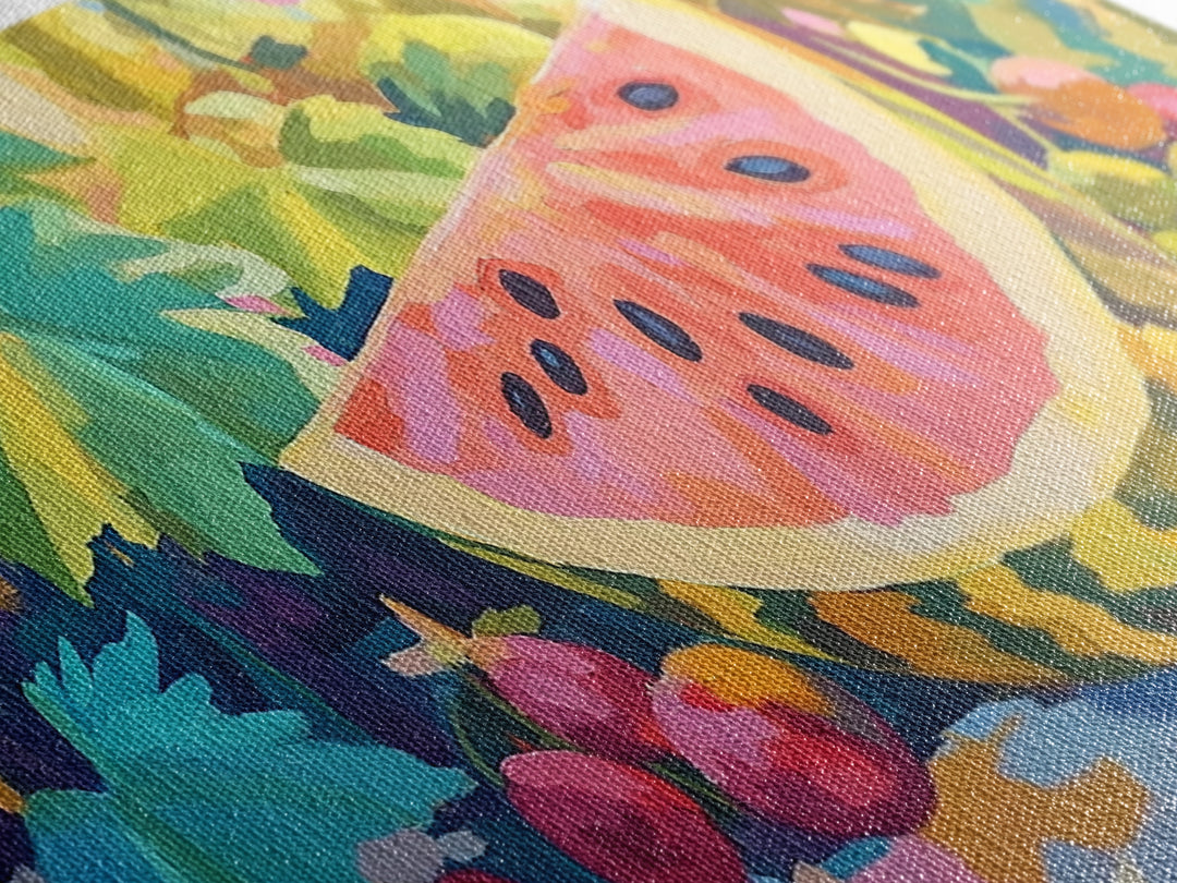 Juicy Watermelon Slice Canvas Print, Colorful Kitchen Wall Art, Summer Fruit Poster, Dining Room Decor, Food Lover Gift Idea